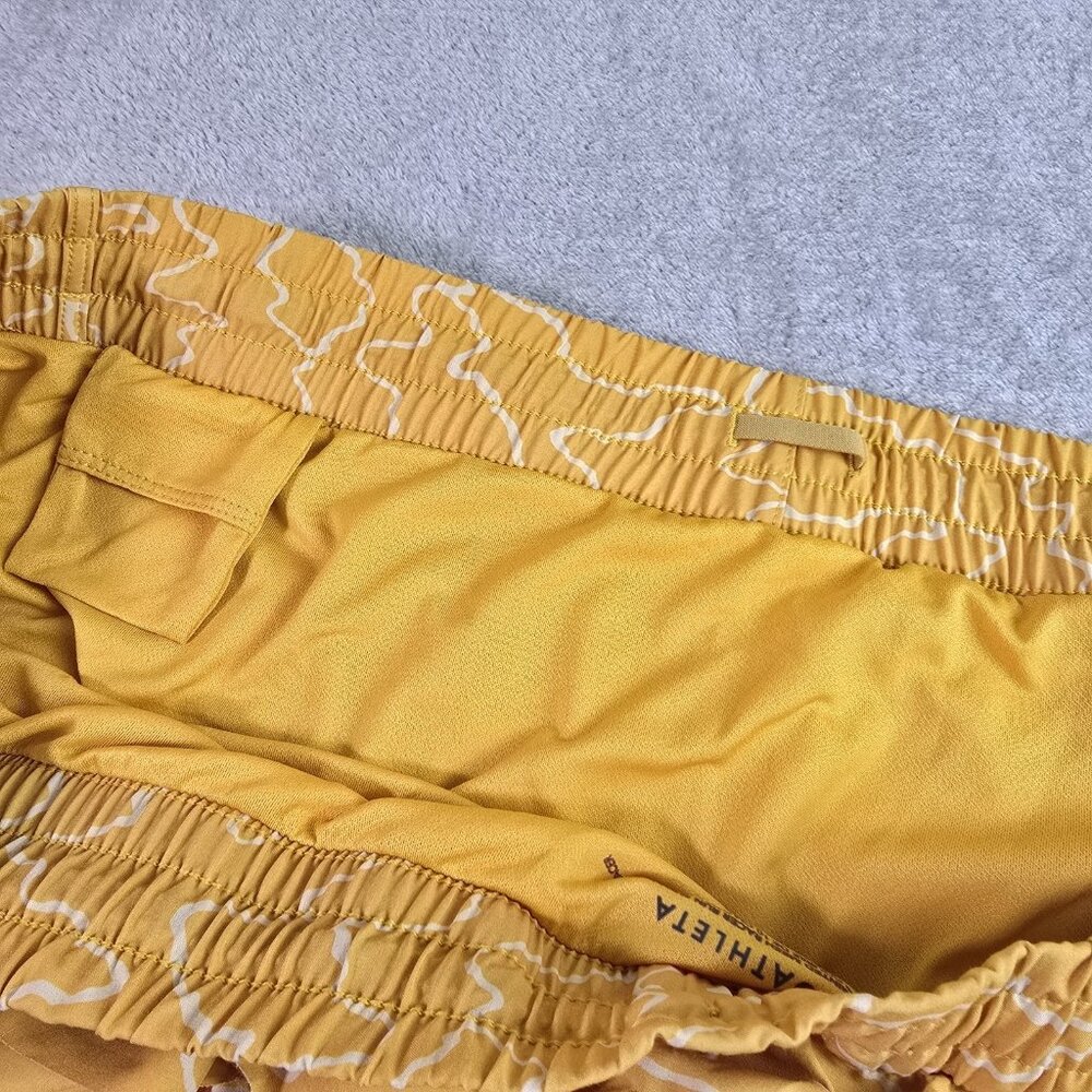 Athleta Womens 3X Running Shorts Printed MESH Racer RUN Yellow Athletic Lined - Picture 10 of 16